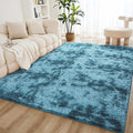 Litanika 3x5 Shag Area Rug for Living Room Bedroom, Tie-Dyed Blue High Pile by Litanika