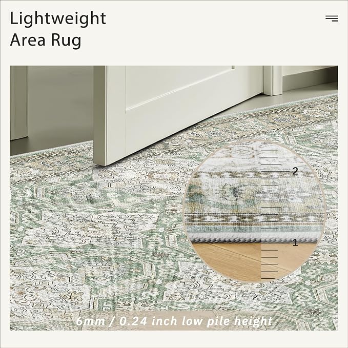 Soalmost 10x14 Area Rugs for Living Room, Non Slip Machine Washable Vintage Rugs - Image 7