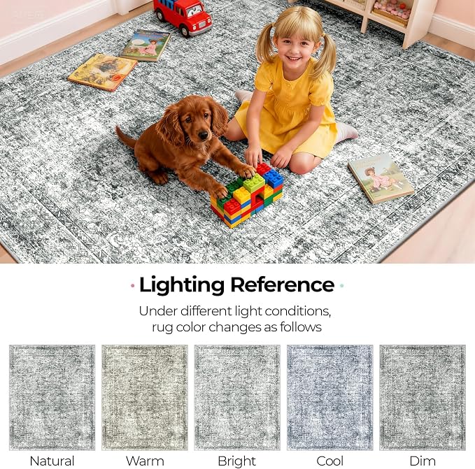 CAPALOCA Machine Washable Rugs Nursery Rug 2x6 Cute Girl Non Slip Low Pile - Image 5