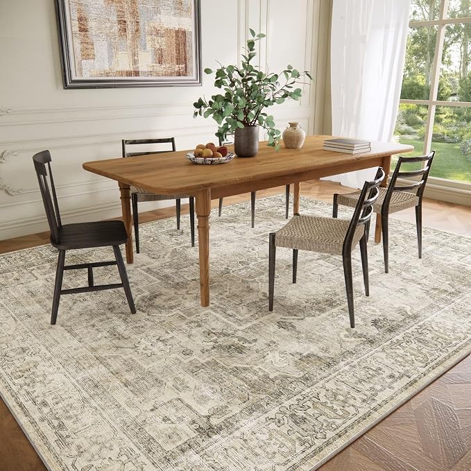 Washable Area Rugs for Living Room: 10x14 Bedroom Area Rugs Boho Vintage Rugs - Image 5