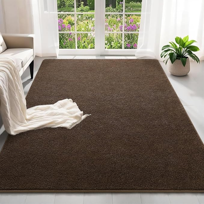4x6 Feet Brown Area Rugs for Bedroom, Indoor Washable Memory Foam Rug for - Image 2