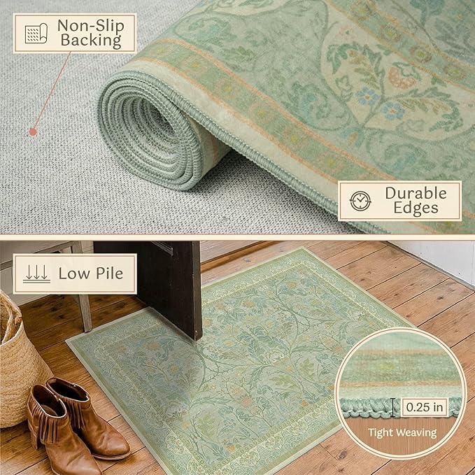5x8 Sage Green Nursery Area Rug Non Slip, Soft Washable Rugs - Image 5