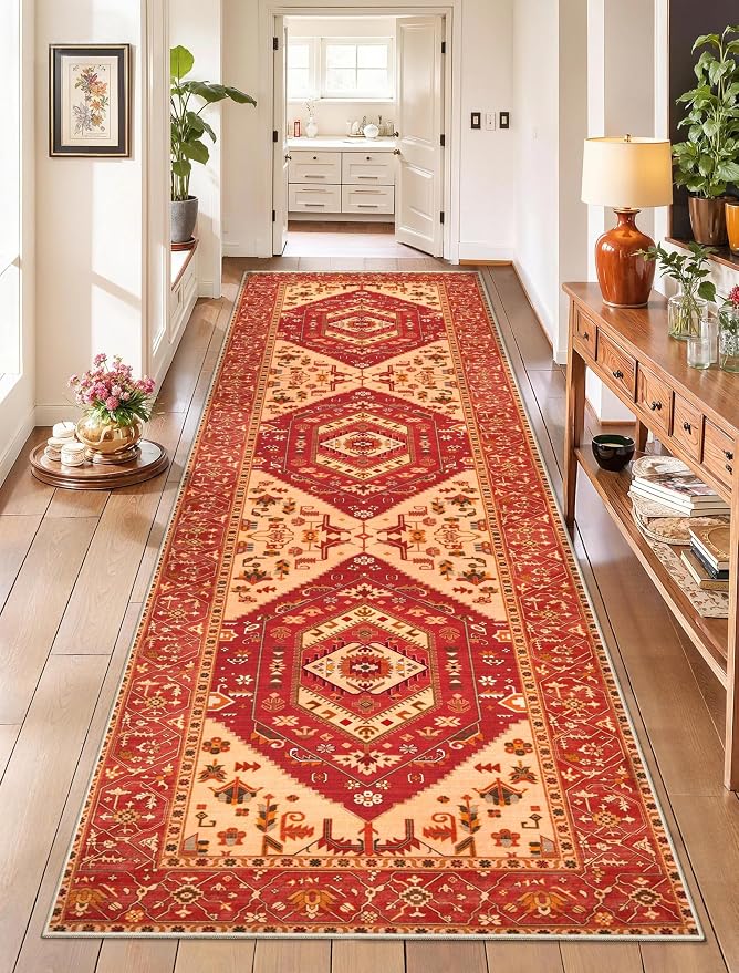 SERISSA Runner Rug for Hallways, Long Boho Rug Vintage Red Hallway Stair Ultra by SERISSAHomeDecorCollection