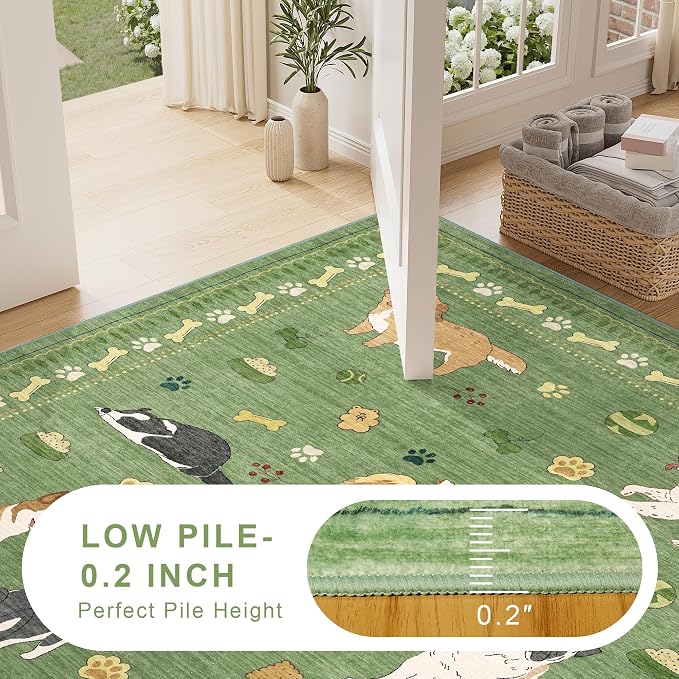 DUKINO 2x6 Washable Runner Rug for Hallway, Non Slip Animal Dog Kitchen Rug - Image 7