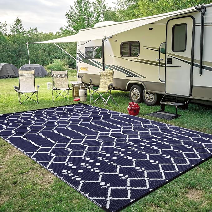 Smiry Outdoor Rug 8x10 ft, Waterproof Reversible Plastic Straw Rugs, Boho - Image 7