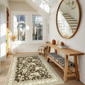 Brown Floral Print Area Rugs for Bedroom Living Room Boho Farmhouse Country by BILEEHOME