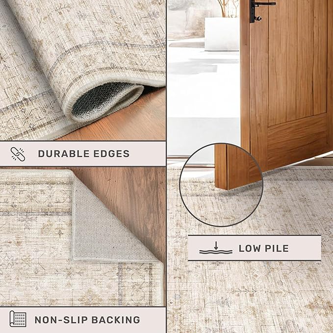 3x6 Wide Area Rugs for Hallways Non Slip, Machine Washable Rug for Kitchen Floor - Image 4