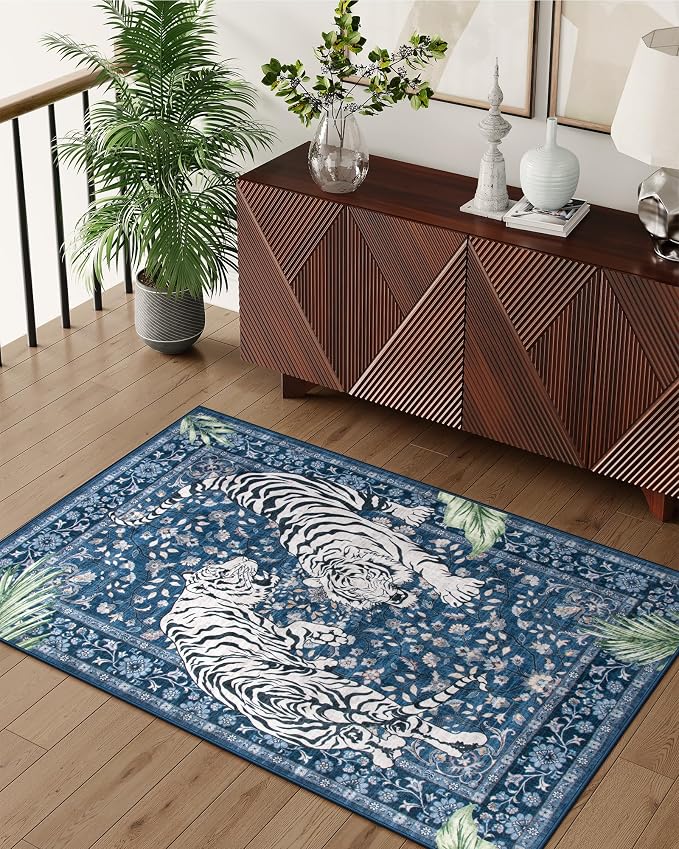 Moynesa Tiger Machine Washable Rug, 3x5 Entry Area Rug Non Slip Vintage Soft Rug - Image 7