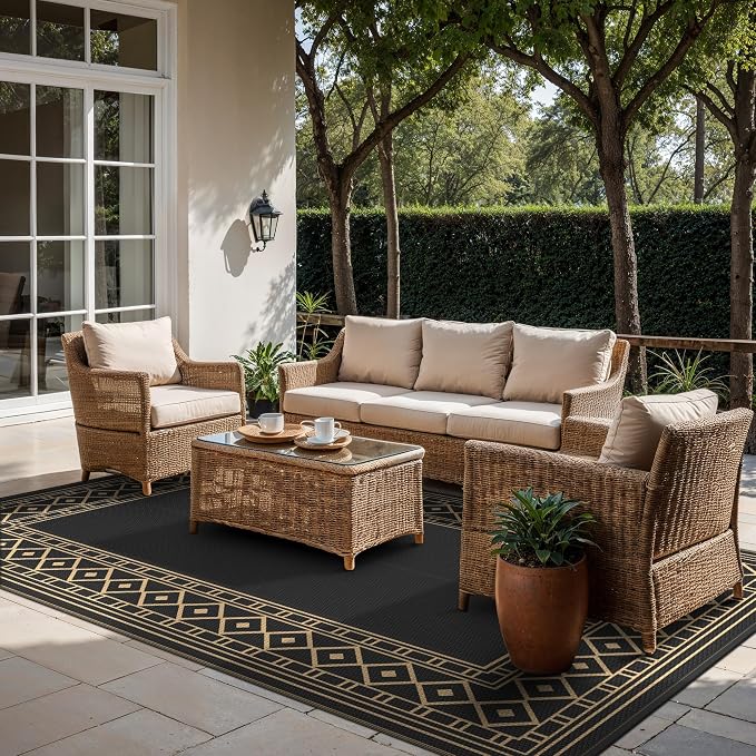 GENIMO Outdoor Rug Waterproof for Patio Decor, Outside Area Mat for Rv - Image 4