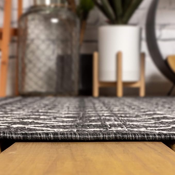 JONATHAN Y Moroccan Geometric Indoor Outdoor Square Area Rug 5X5 Black/Gray - Image 8