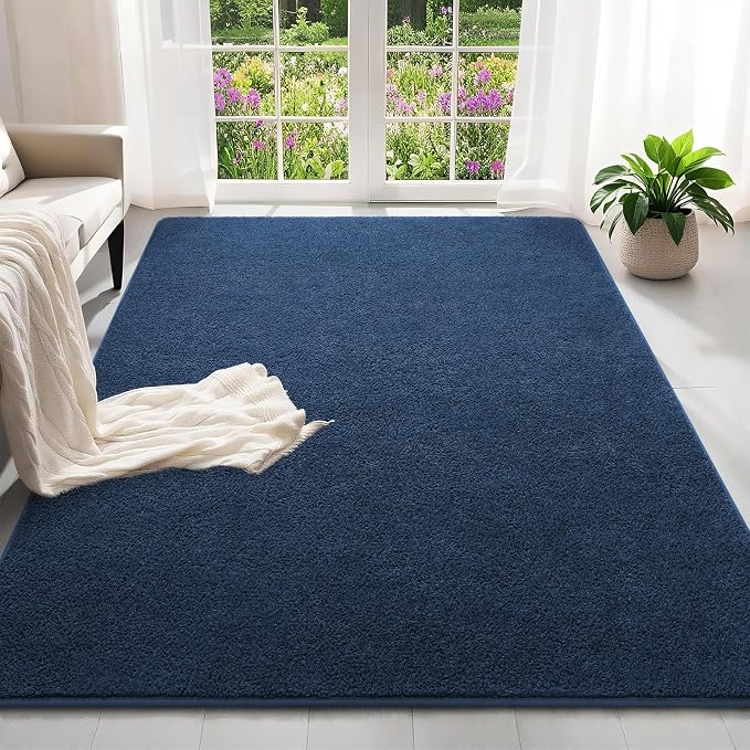 4x6 Feet Navy Blue Area Rugs for Bedroom, Indoor Washable Memory Foam Rug for - Image 2