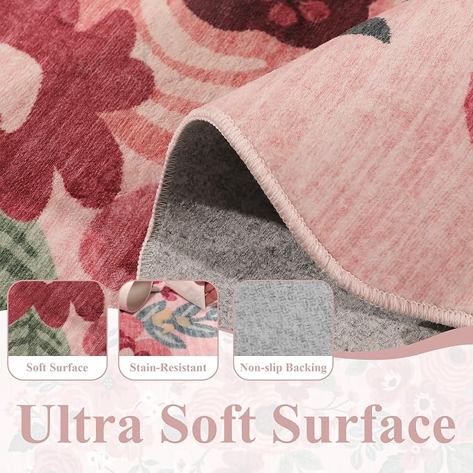 DUKINO 2x3 Entryway Rug, Floral Washable Indoor Door Mat - Image 8