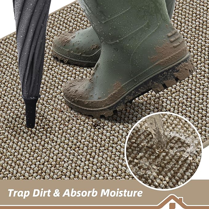 BEQHAUSE Dirt Trapper Door Mat 20" x 32", Non-Slip Washable Doormats Entrance - Image 3