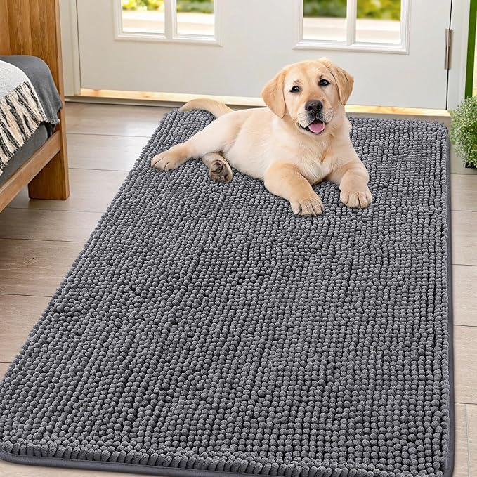 Smiry Dog Door Mat for Muddy Paws 44x32, Absorbent Dirt Trapper, Non-Slip by Smiry