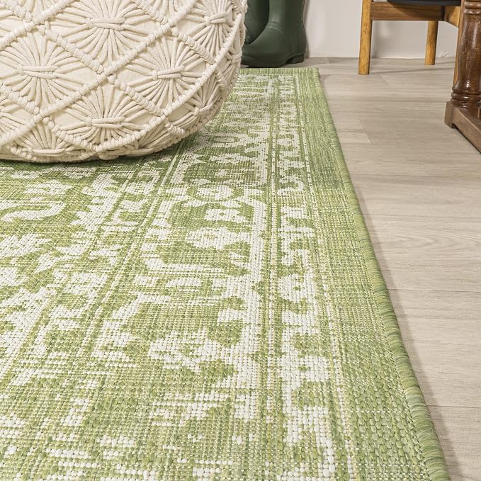 JONATHAN Y Boho Medallion Indoor Outdoor Area Rug 4X6 Green/Cream, Malta - Image 8