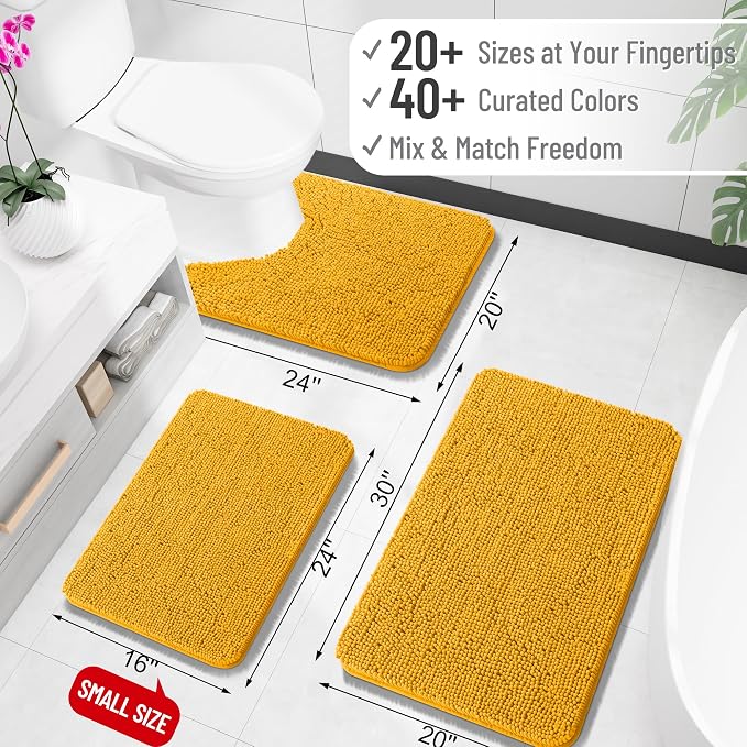 OLANLY Bathroom Runner Rugs 47x24, Soft Absorbent Chenille Bath Rugs, Rubber - Image 2