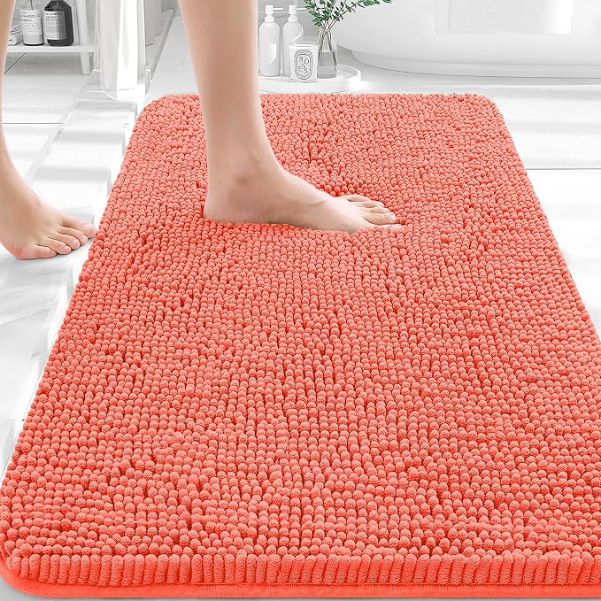 OLANLY Bathroom Rugs 30x20, Extra Soft Absorbent Chenille Bath Rugs, Rubber by OLANLY