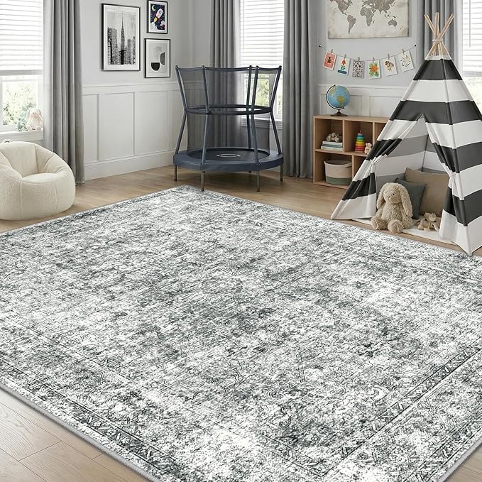 CAPALOCA Machine Washable Rugs Nursery Rug 4x6 Cute Girl Non Slip Low Pile - Image 3