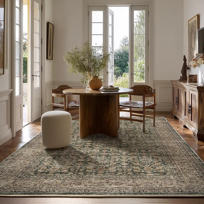 Machine Washable Rugs for Living Room: 5x7 Area Rugs Boho Vintage Rugs Stain - Image 7