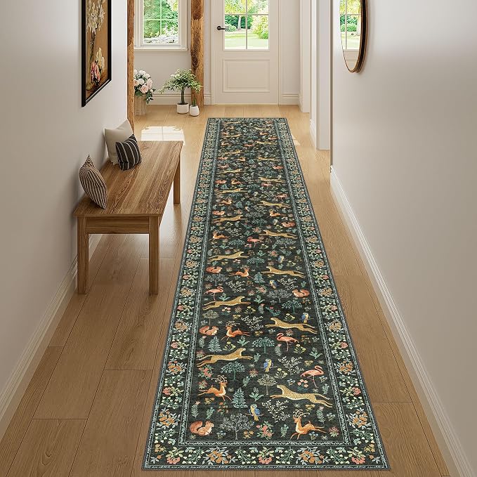 DUKINO 2x14 Runner Rug for Hallway, Vintage Non Slip Long Kitchen Rug - Image 5