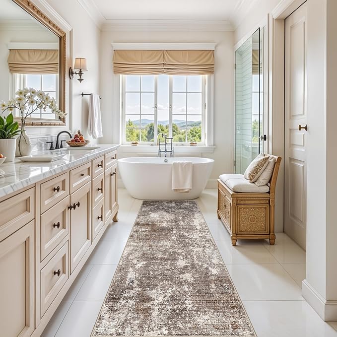 3x7 Kitchen Runner Rug – Washable Non-Slip Modern Abstract Neutral Carpet - Image 4