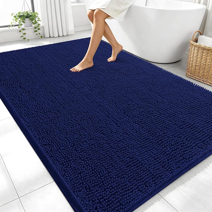 OLANLY Large Bathroom Rugs 70x46, Soft Absorbent Chenille Bath Rugs, Rubber by OLANLY