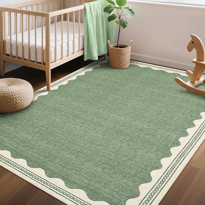 GarveeHome Scalloped 4x6 Rug Non-Slip Washable Low-Pile Carpet - Image 3