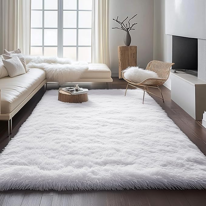 PAGISOFE White Fluffy Shag Area Rugs - Image 9