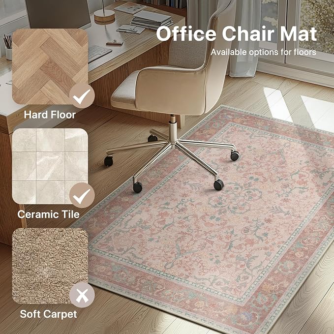 36"x60" Office Chair Mat for Hardwood Tile Floor, Under Desk Carpet Protector - Image 3