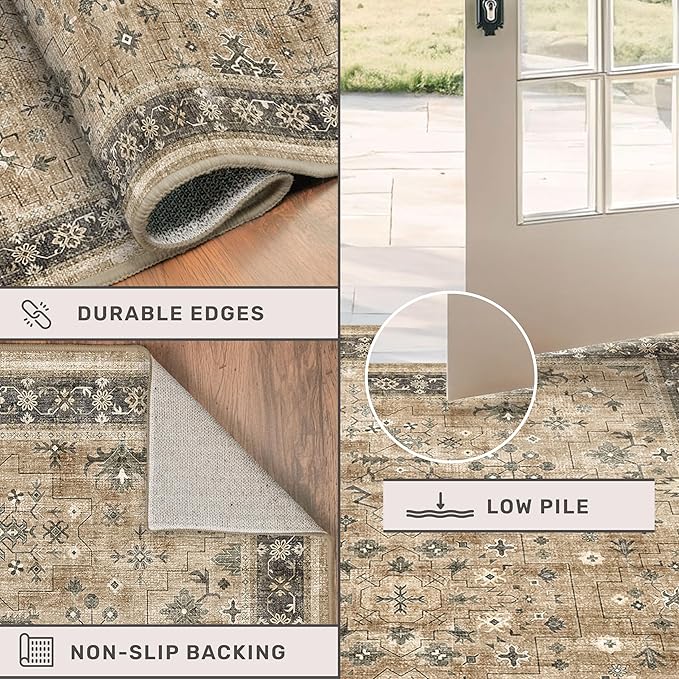 Hazo Haus Washable Earthy Tone 3x20 Extra Long Hallway Runner Rug, Neutral Boho - Image 4
