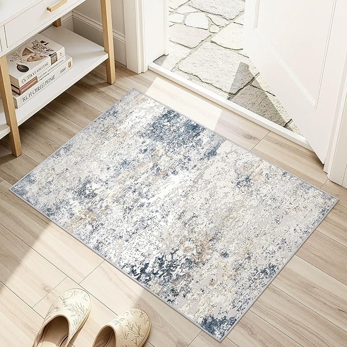 DMOYEST 2x3 Entryway Area Rug: Washable Neutral Modern Abstract Small Rug - Image 2