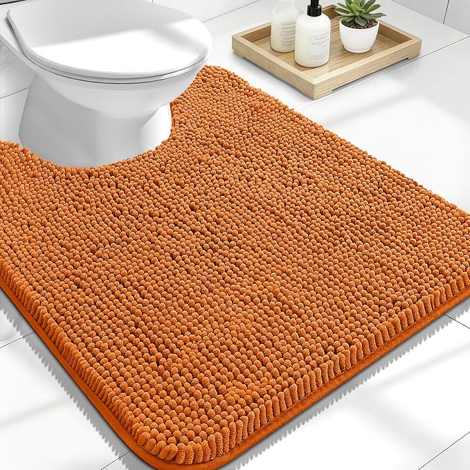 OLANLY Toilet Rugs U-Shaped 24x20, Extra Soft Absorbent Chenille Contour by OLANLY
