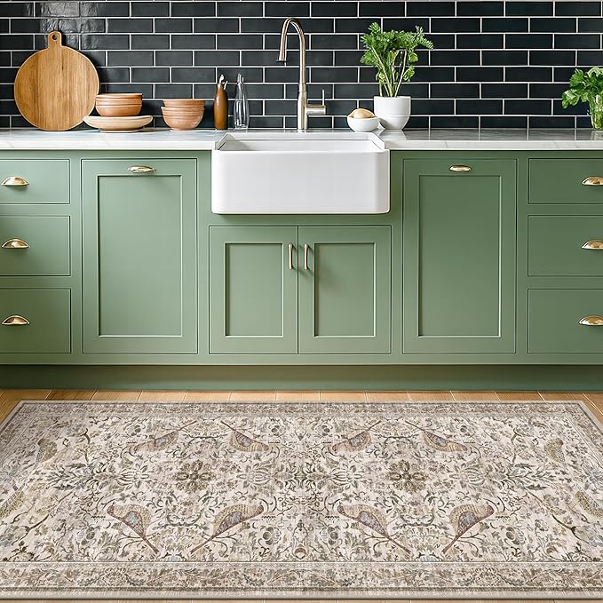 Hazo Haus Boho Moss 2x5 Laundry Room Rug by HazoHaus