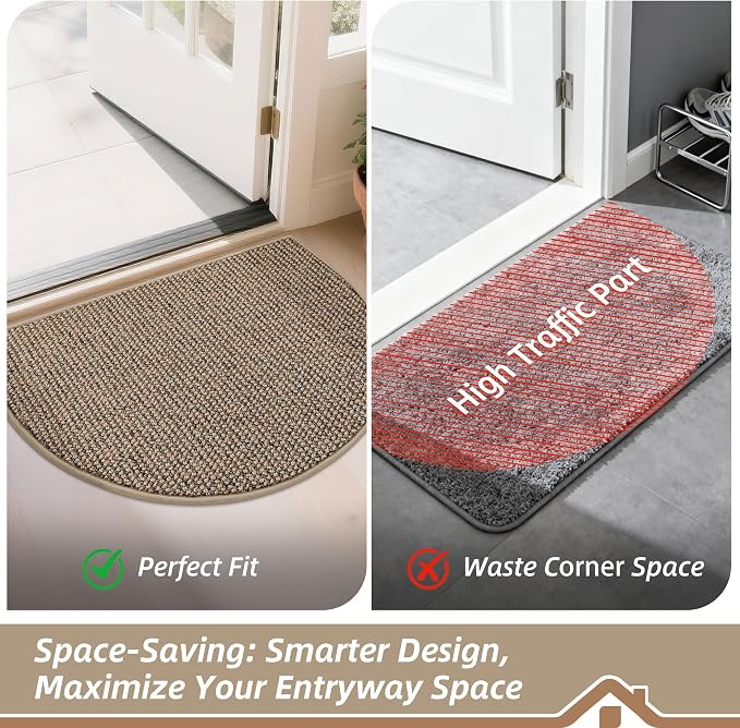 BEQHAUSE Dirt Trapper Door Mat 32" x 48" Half Circle Non-Slip Washable Doormats - Image 6