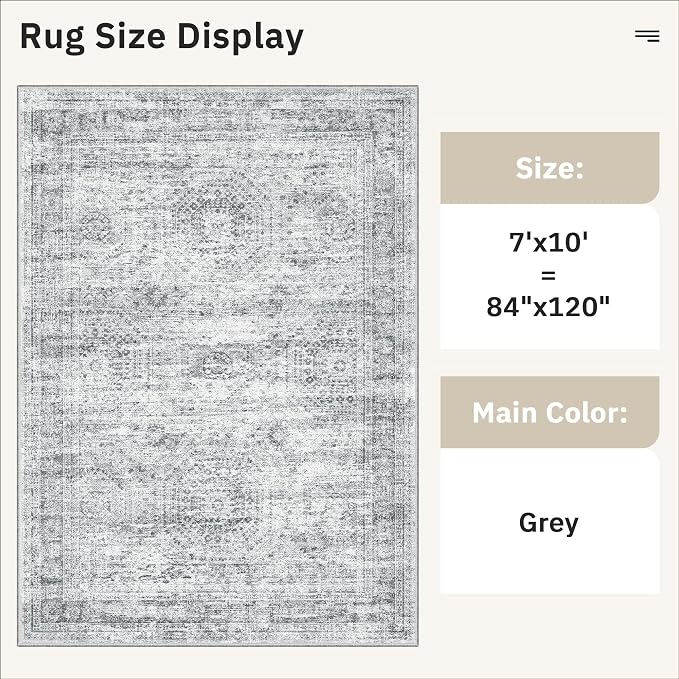 Soalmost 7x10 Area Rug for Living Room Washable Abstract Vintage Soft Thin - Image 5