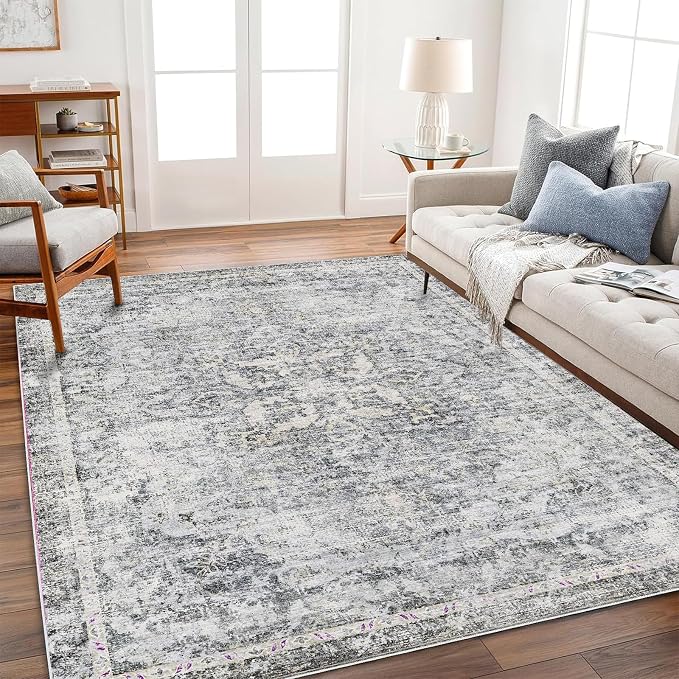 CHAMPLANT Area Rug 6'x9' Washable Vintage Traditional Floor Cover Thin Retro by CHAMPLANT