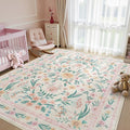 Pink Floral Area Rug 6x9, Soft Washable Girls Bedroom Rug by Dadasgk