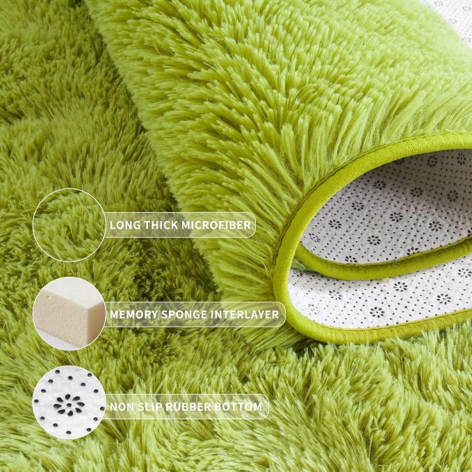 Tepook Fluffy Grass Green Rugs for Living Room Bedroom, 9x12 Soft Area Rug Moss - Image 5