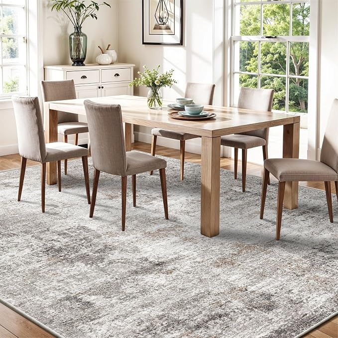 10x14 Area Rug Living Room – Washable Large Neutral Modern Abstract Soft Low - Image 5