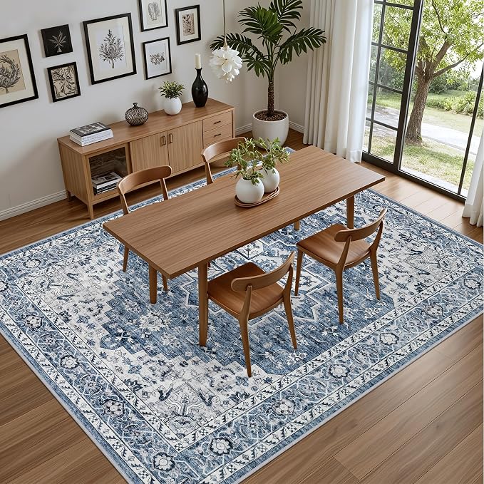 3x5 Area Rugs Living Room Rug: Washable Vintage Boho Medallion Rug No Slip - Image 5