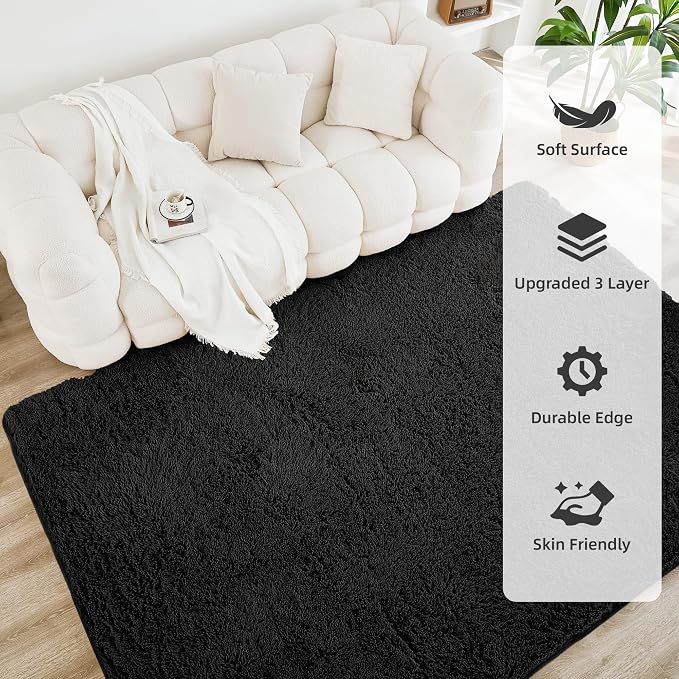 Litanika 9x12 Shag Area Rug for Living Room Bedroom, Non-Shedding Modern Indoor - Image 4