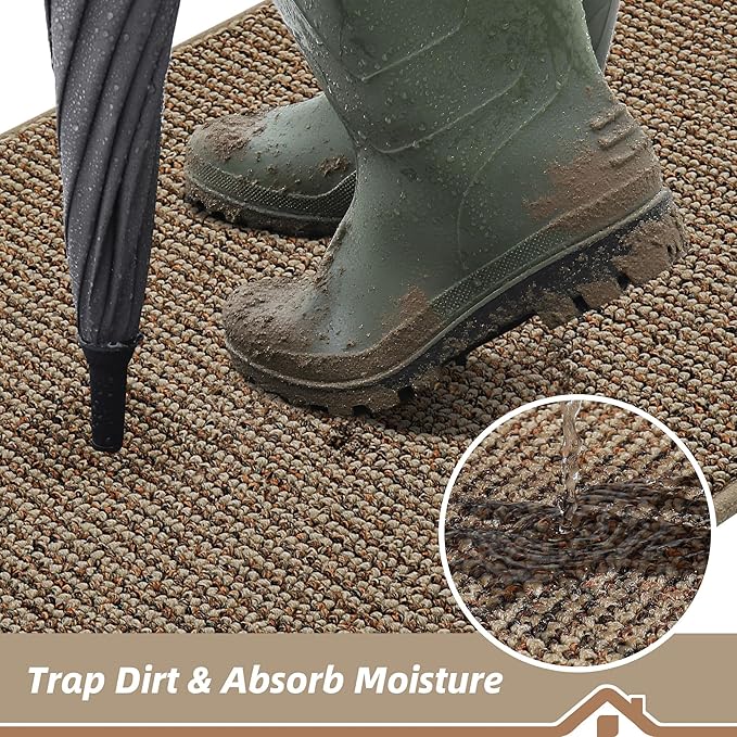 BEQHAUSE Dirt Trapper Door Mat 24" x 36", Non-Slip Washable Doormats Entrance - Image 3