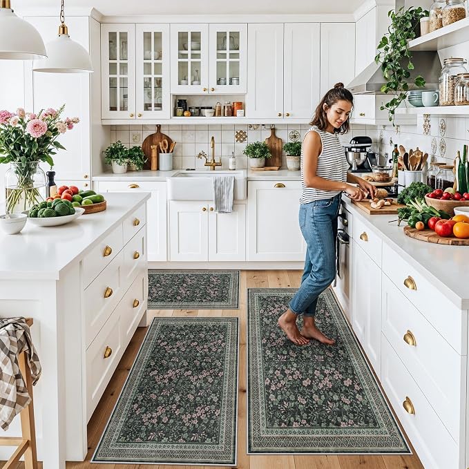 Kitchen Rugs 3 Piece Set, Washable Non-Slip Farmhouse Kitchen Mats - Image 3