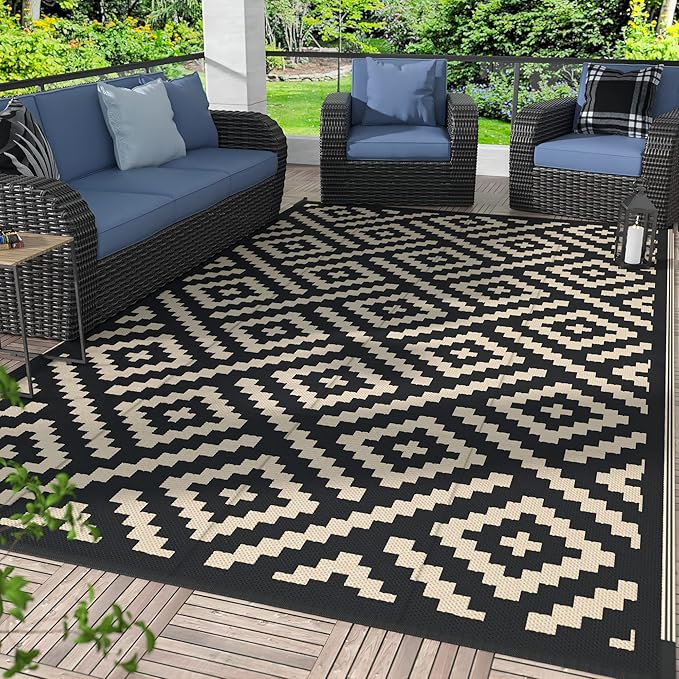 GENIMO 5'x8' Outdoor Rug Waterproof, Reversible Mats, Area Rug, Plastic Outside by GENIMO