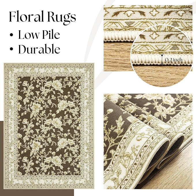 Browm Farmhouse Washable 9x12 Area Rugs - Image 5