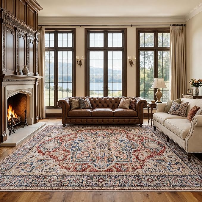AMADA HOMEFURNISHING 8x10 Washable Area Rug, Low-Profile Large Area Rug - Image 3