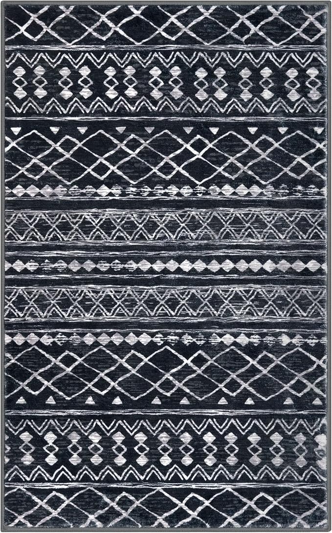 KUTA Moroccan Boho Entryway Rug, 2x3 Black Entrance Small Area Rug Non-Slip - Image 8
