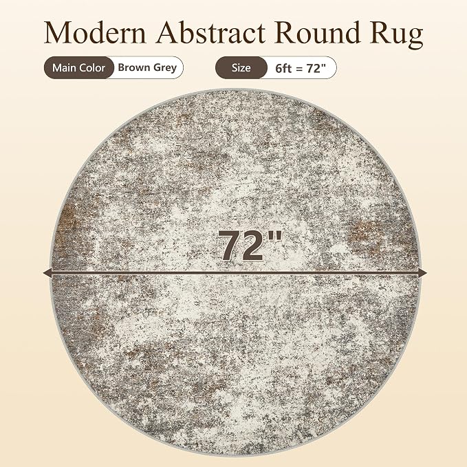 6ft Washable Round Rug - Image 9