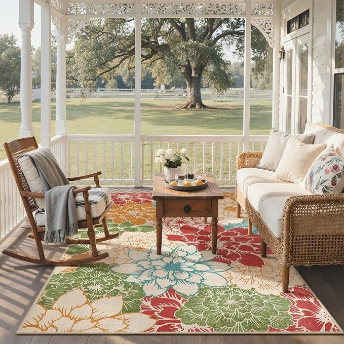 GENIMO Indoor Outdoor Area Rug 4'x6', Machine Washable Rugs - Image 6