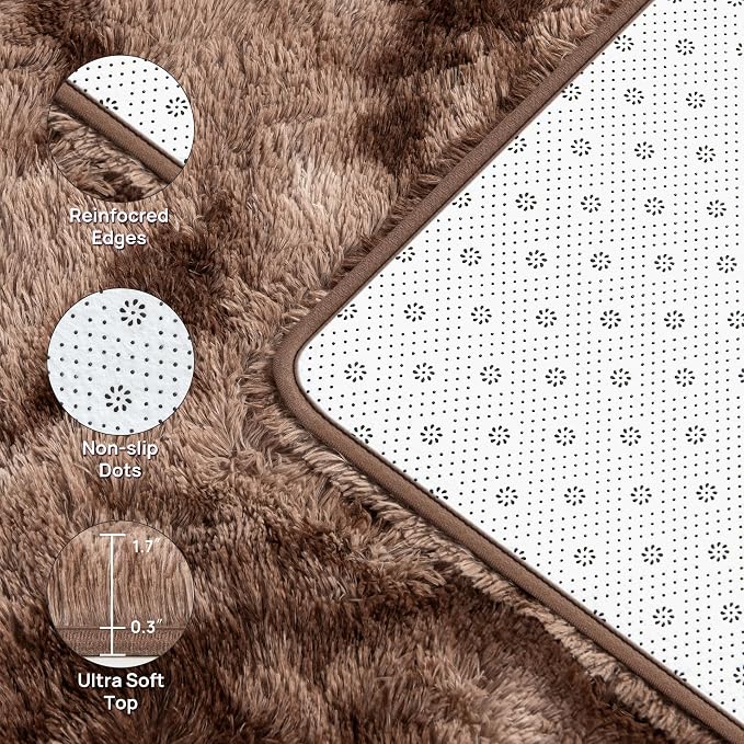 Deerhoo Large Shag Area Rugs 5 x 8, Tie-Dyed Plush Fuzzy Rugs - Image 4